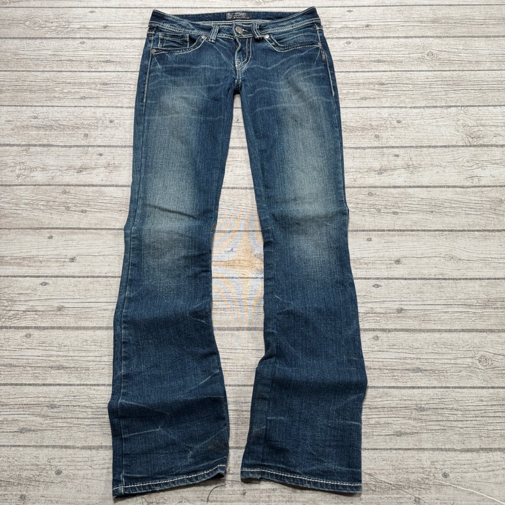 Silver Jeans Women's 28x33 Blue Denim Low Rise Bootcut Medium Wash Slim Fit Y2K